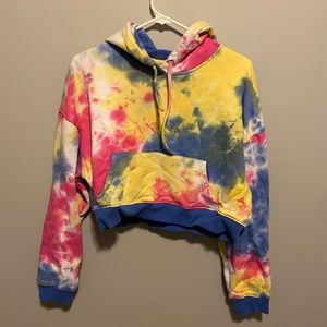 Cropped Tie Dye Hoodie, Size M